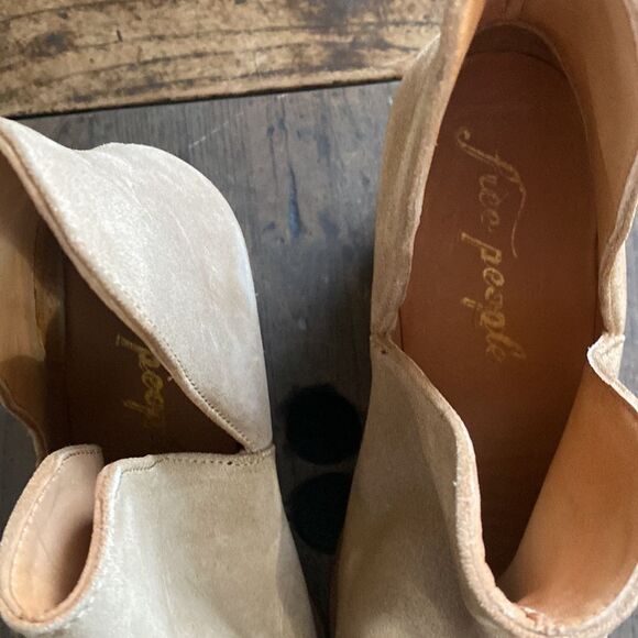 Free People Suede Cream Colored Booties - Picture 4 of 6
